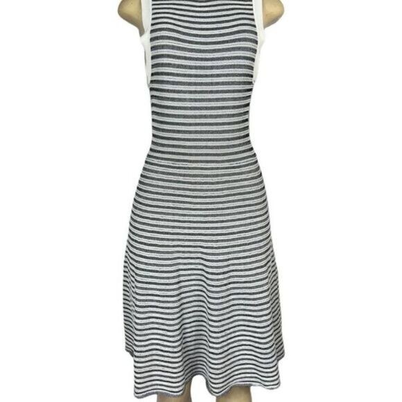 AQUA x Revolve Black & White Fit & Flare Sleeveless Sweater Dress - US S - Picture 3 of 6
